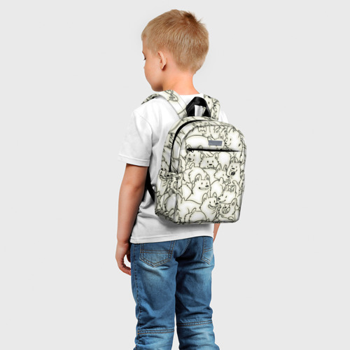 Детский рюкзак 3D с принтом Корги ЧБ, фото на моделе #1