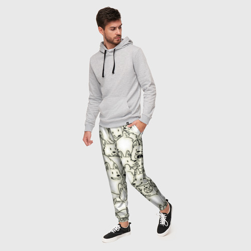 Мужские брюки 3D Корги чб, цвет 3D печать - фото 3