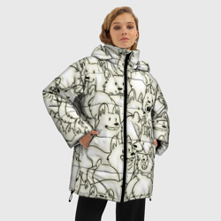 Женская зимняя куртка Oversize Корги чб - фото 2