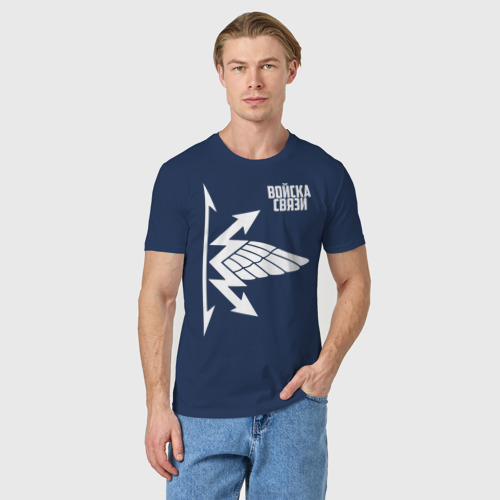 Мужская футболка хлопок Войска связи, цвет темно-синий - фото 3