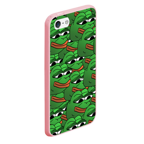Чехол для iPhone 5/5S матовый Pepe The Frog, цвет баблгам - фото 3