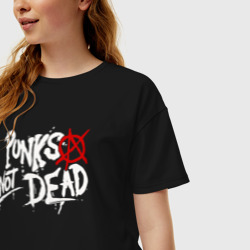 Женская футболка хлопок Oversize Punks not dead - фото 2