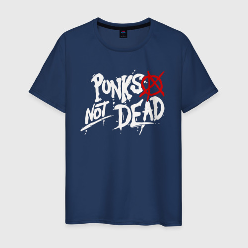 Мужская футболка из хлопка с принтом Punks not dead, вид спереди №1