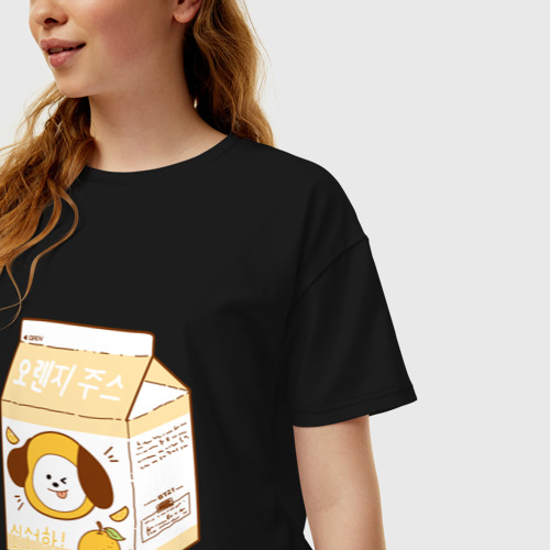 Женская футболка хлопок Oversize Chimmy juice, цвет черный - фото 3
