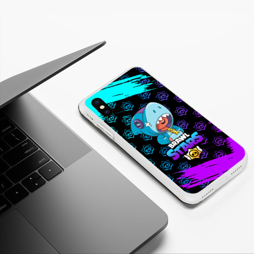 Чехол для iPhone XS Max матовый Brawl stars leon shark., цвет белый - фото 5