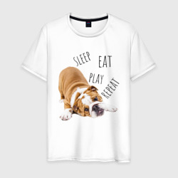 Sleep Eat Play Repeat Бульдог – Мужская футболка хлопок с принтом купить со скидкой в -20%