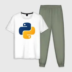 Мужская пижама с белой футболкой хлопок Python