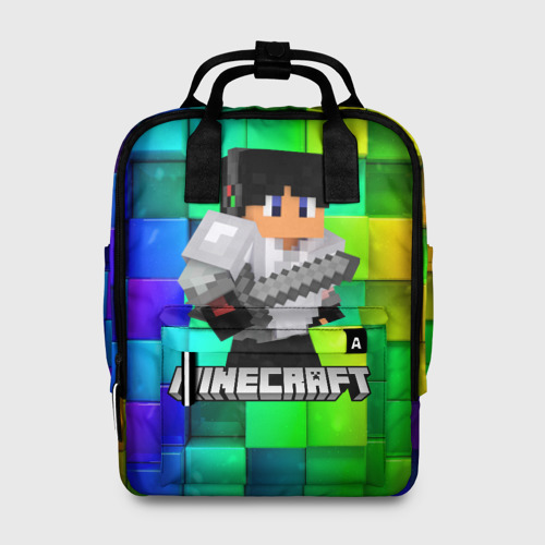Женский рюкзак 3D с принтом Minecraft Майнкрафт, вид спереди #2