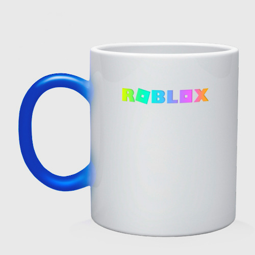 Кружка хамелеон Roblox, цвет белый + синий