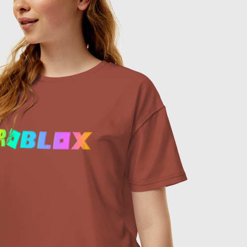 Женская футболка хлопок Oversize Roblox, цвет кирпичный - фото 3