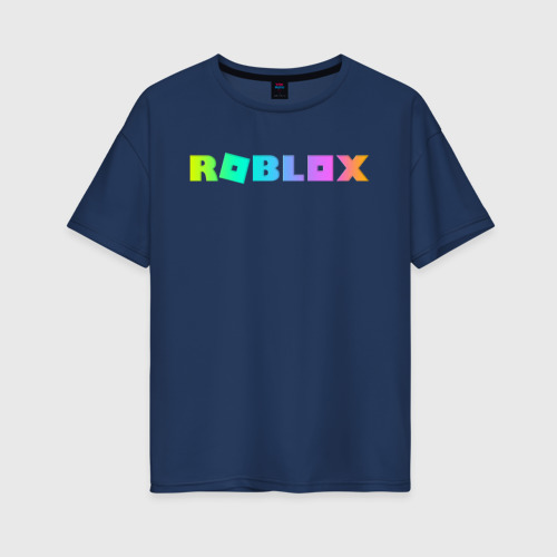 Женская футболка хлопок Oversize Roblox, цвет темно-синий