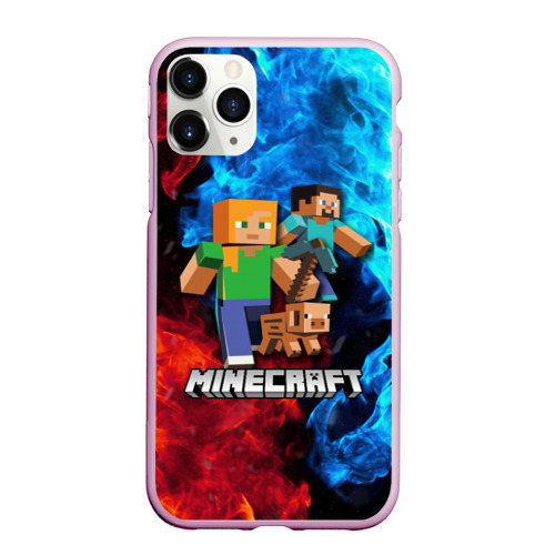 Чехол для iPhone 11 Pro Max матовый Minecraft Майнкрафт, цвет розовый