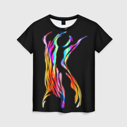 Женская футболка 3D Девушка и волны