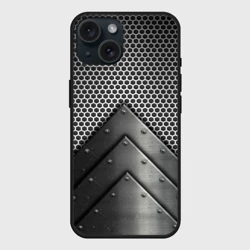 Чехол силиконовый для Apple iPhone 15 матовый Броня металлическая