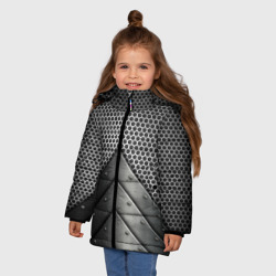 Зимняя куртка для девочек 3D Броня металлическая - фото 2