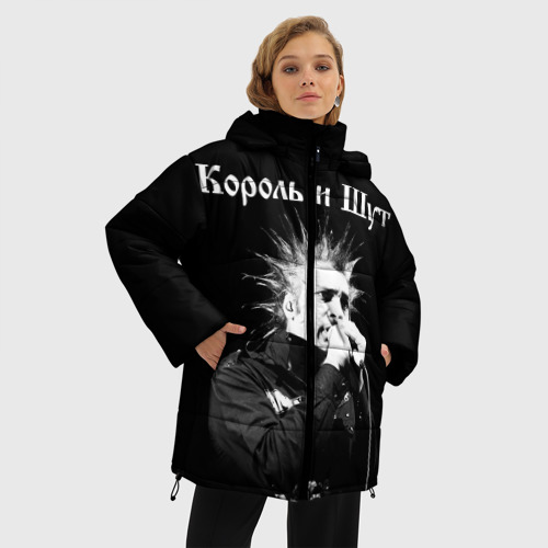 Женская зимняя куртка 3D с принтом Король и Шут + Анархия (спина), фото на моделе #1