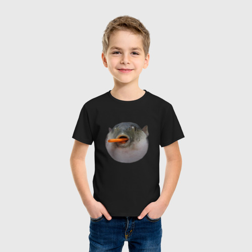 Детская футболка хлопок с принтом Рыба Фугу есть морковь, фото на моделе #1