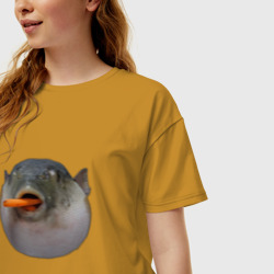 Женская футболка хлопок Oversize Рыба Фугу есть морковь - фото 2