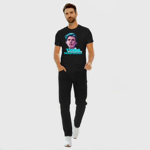 Мужская футболка хлопок Slim Тима Белорусских., цвет черный - фото 5