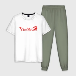Мужская пижама с белой футболкой хлопок Devil May Cry DMC
