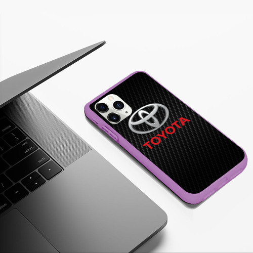 Чехол для iPhone 11 Pro Max матовый Toyota Тоёта, цвет фиолетовый - фото 5