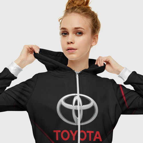 Женская толстовка 3D на молнии Toyota Тоёта, цвет белый - фото 5