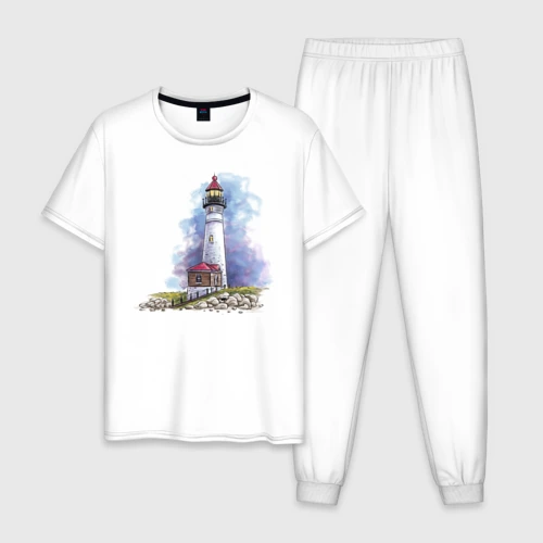 Мужская пижама хлопок Crisp Point Lighthouse