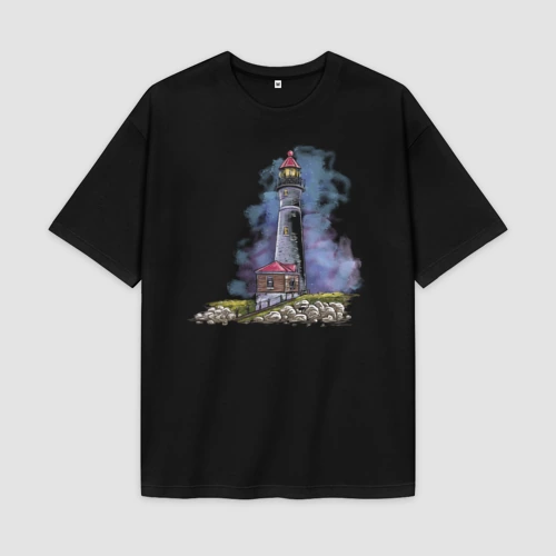Мужская футболка Oversize хлопок premium Crisp Point Lighthouse