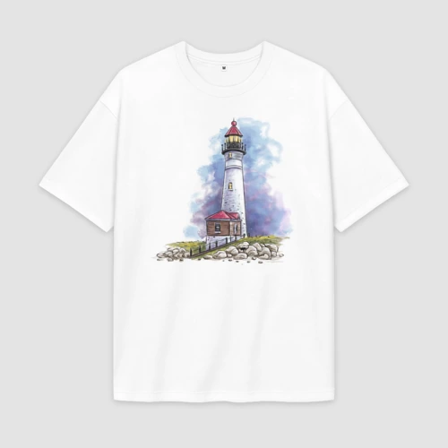 Мужская футболка Oversize хлопок premium Crisp Point Lighthouse