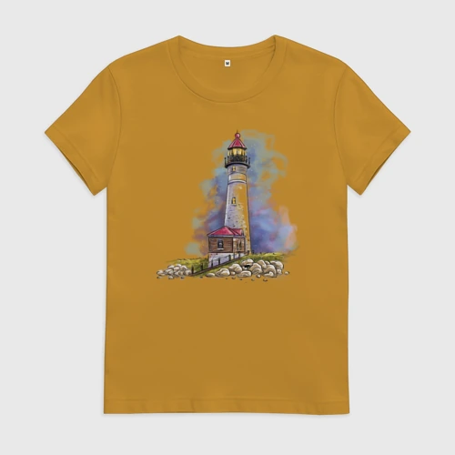 Женская футболка хлопок Crisp Point Lighthouse