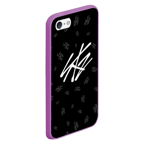 Чехол для iPhone 5/5S матовый Stray Kids, цвет фиолетовый - фото 3