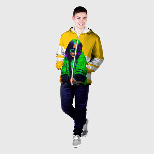 Мужская куртка 3D с принтом Green Eilish, фото на моделе #1
