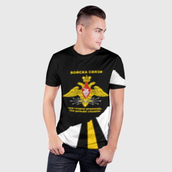 Мужская футболка 3D Slim Войска связи - громче крикнешь, дальше слышно - фото 2