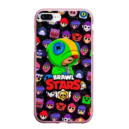 Чехол для iPhone 7Plus/8 Plus матовый Brawl Stars Leon Бравл старс Леон, цвет розовый