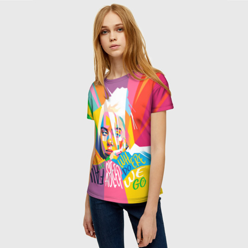 Женская футболка 3D Billie Eilish, цвет 3D печать - фото 3