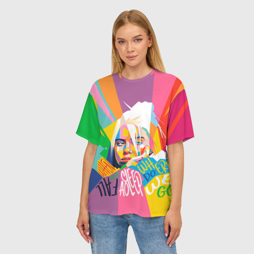 Женская футболка oversize 3D Billie Eilish, цвет 3D печать - фото 3
