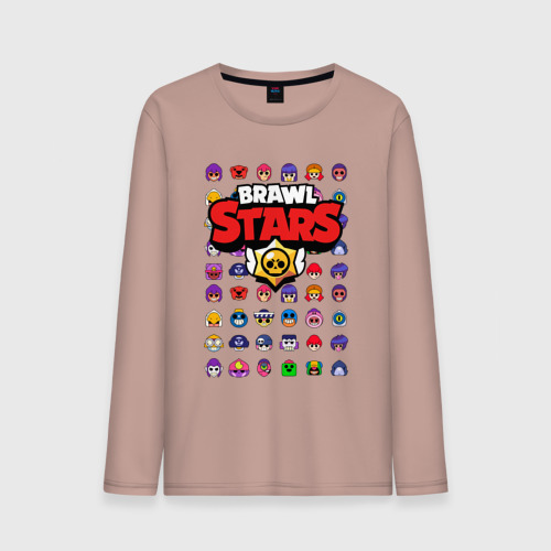 Мужской лонгслив хлопок Brawl Stars Бравл старс, цвет пыльно-розовый