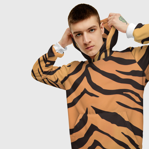 Мужская толстовка 3D Тигриный камуфляж, цвет белый - фото 5
