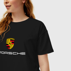 Женская футболка хлопок Oversize Porsche Порше - фото 2