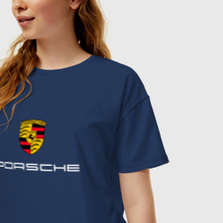 Женская футболка хлопок Oversize Porsche Порше - фото 2