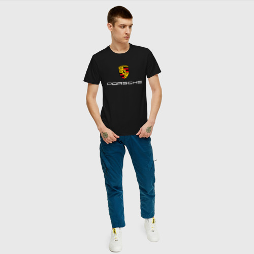 Мужская футболка хлопок PORSCHE | ПОРШЕ (Z), цвет черный - фото 5