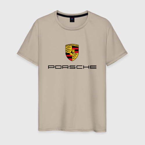 Мужская футболка хлопок Porsche Порше, цвет миндальный