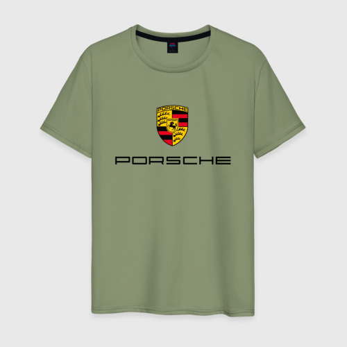 Мужская футболка хлопок Porsche Порше, цвет авокадо