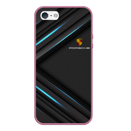 Чехол для iPhone 5/5S матовый Porsche Порше, цвет розовый