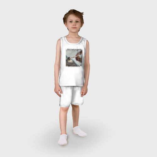 Детская пижама с шортами хлопок Сотворение Адама, цвет белый - фото 3