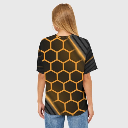 Женская футболка oversize 3D Большое лого Порше, цвет 3D печать - фото 4