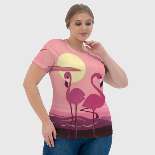 Женская футболка 3D фламинго, цвет 3D печать - фото 6