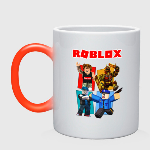 Кружка хамелеон Roblox, цвет белый + красный