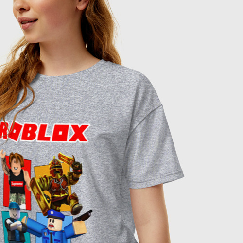 Женская футболка хлопок Oversize Roblox, цвет меланж - фото 3