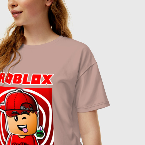 Женская футболка хлопок Oversize Roblox Роблокс, цвет пыльно-розовый - фото 3